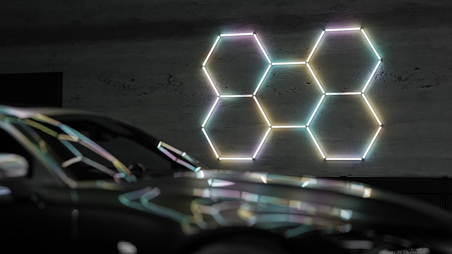 Hexagon RGB-Deckenbeleuchtung 5er Set by Performance Floor