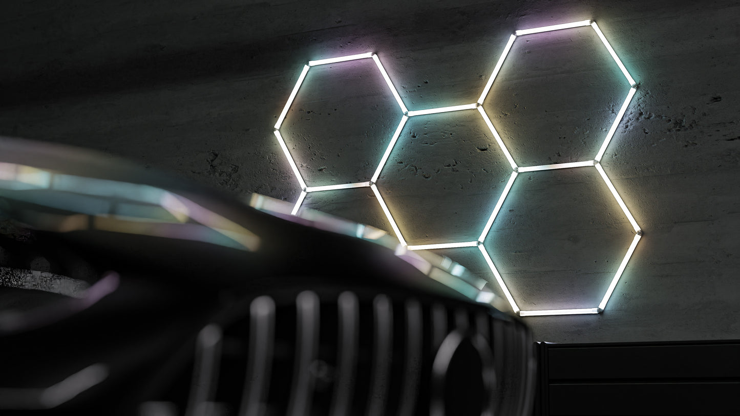 Hexagon RGB-Deckenbeleuchtung 5er Set by Performance Floor