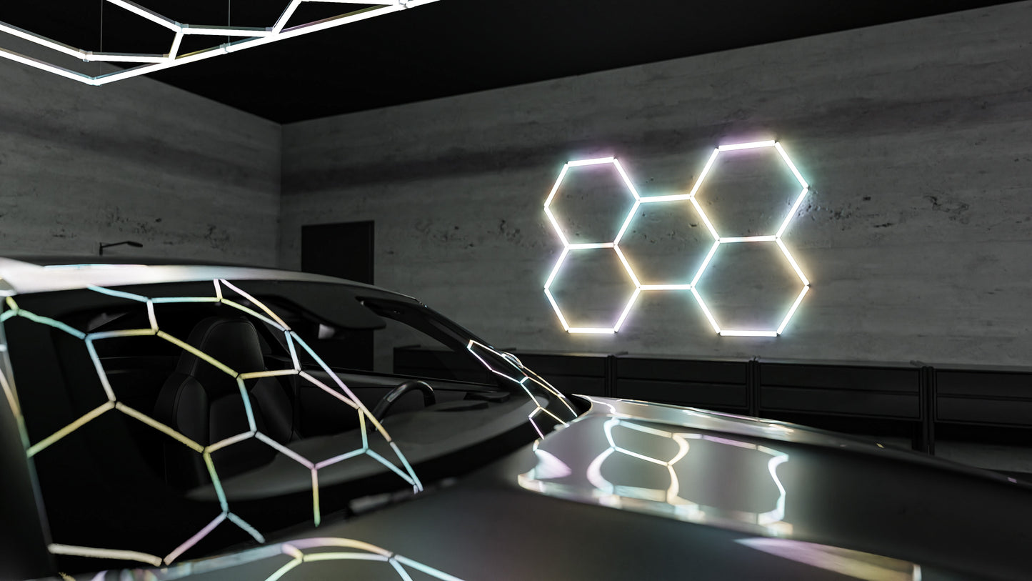 Hexagon RGB-Deckenbeleuchtung 5er Set by Performance Floor
