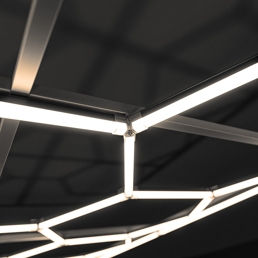 Hexagon LED-Deckenbeleuchtung Warmweiß inkl. Aluminiumrahmen by Performance Floor