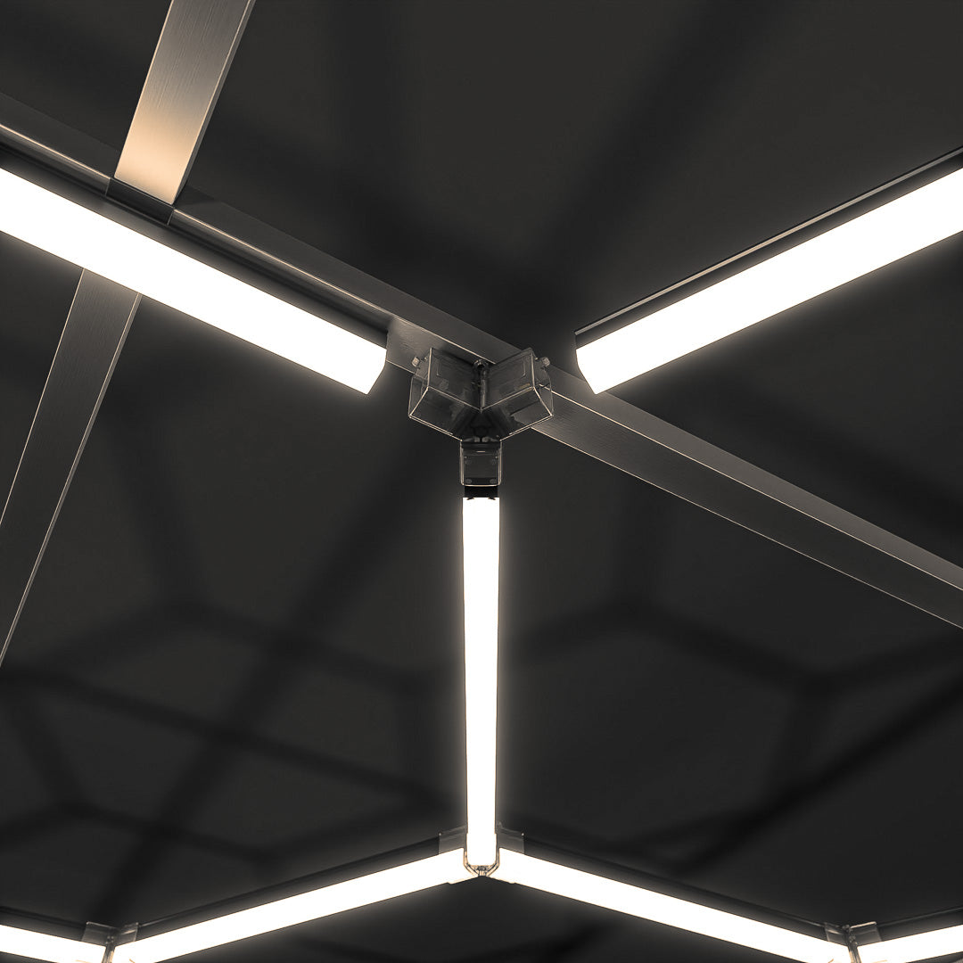 Hexagon LED-Deckenbeleuchtung Warmweiß inkl. Aluminiumrahmen by Performance Floor