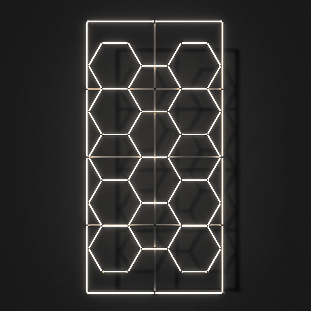 Hexagon LED-Deckenbeleuchtung Warmweiß inkl. Aluminiumrahmen by Performance Floor