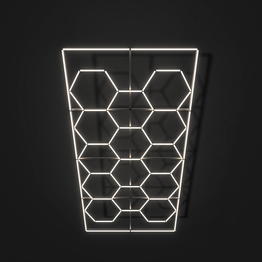 Hexagon LED-Deckenbeleuchtung Warmweiß inkl. Aluminiumrahmen by Performance Floor