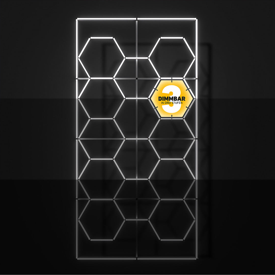 Hexagon LED-Deckenbeleuchtung Dimmbar inkl. Aluminiumrahmen by Performance Floor