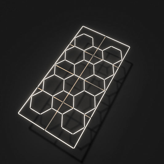 Hexagon LED-Deckenbeleuchtung Warmweiß inkl. Aluminiumrahmen by Performance Floor